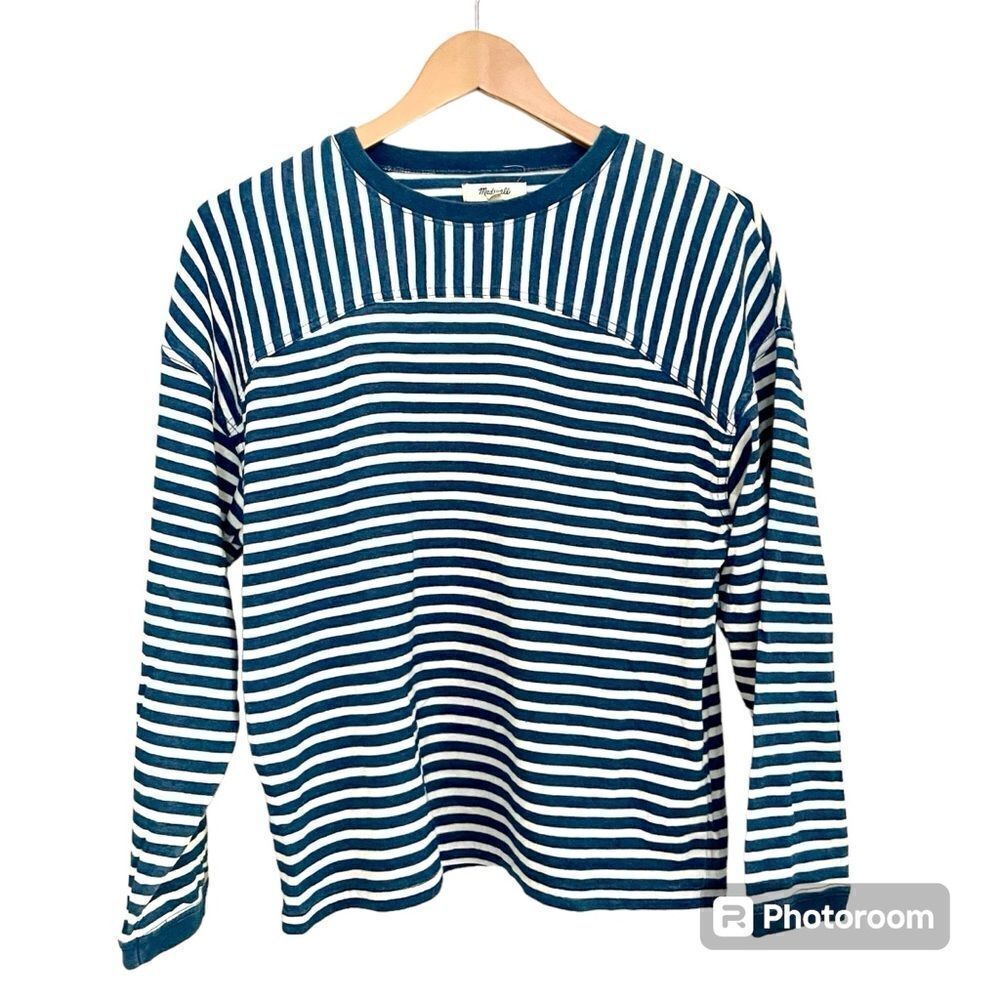 Madewell Easy Rugby Tee, Blue & White Striped
